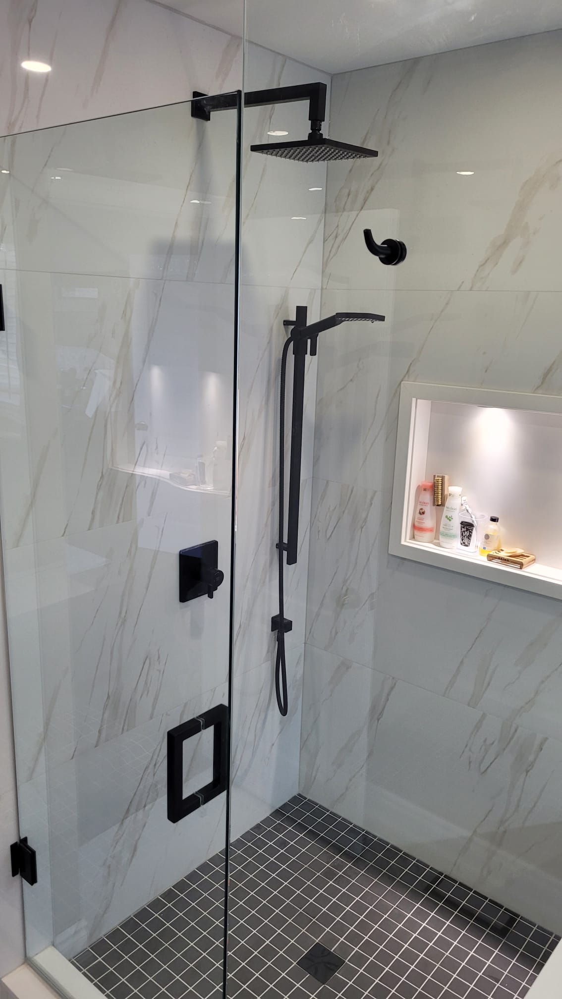 Bathroom renovation with new tile and fixtures, Erin, ON