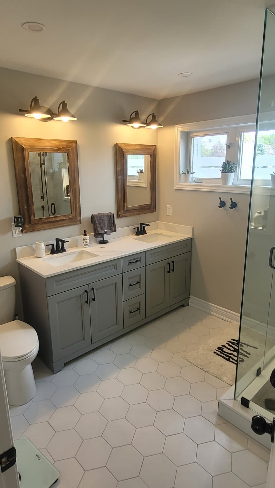 Completed bathroom renovation, tile and waterproofing, Palgrave, ON
